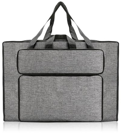 UieaMsio Zeichenbrett Tragetasche, Skizzenblock Organize, wasserdichte Kunsttasche, Tragbare Kunst-Portfolio-Tragetasche, Mit Schultergurt Transporttaschefür Skizze Künstler (Grau)