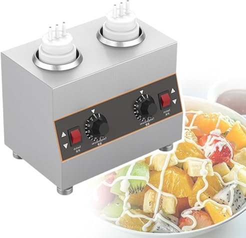 QXIWAOE Scaldacioccolata Calda Invernale, scaldavivande Elettrico da Tavolo per Salse Uniformi, Macchina per la conservazione del Calore della marmellata con Interruttore a Un Pulsante, 2Grid-110V