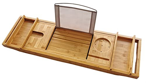 LHJDMHJ Plateau de Baignoire Extensible pour Baignoire Spa, Organisateur de Rangement pour Livres, vin, Tablette, Plateau de Baignoire inférieur