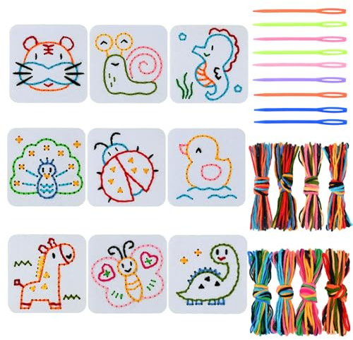 AYNKH 12PCS Lacing Toys for Toddlers and Children 2-4 5-7 Years,Sewing Sets Kids Sewing Sets,Early Childhood Education Sensory Toys 2-4 5-8 Years,Fine Motor Threading,Birthday Gifts for Boys Girls (9)