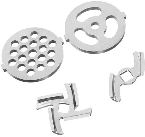 Alipis Juego De Cuchillas y Plato Para Picadora De Carne Acero Inoxidable y Hierro, Repuesto Compatible Para Cortador Eléctrico De Carne, Uso Doméstico, Set De 4 Piezas