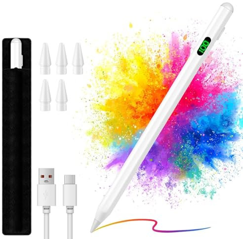 NEUTYPECHIC Penna per iPad 2018-2024, Penna Stilo per Tablet con Display Digitale, Ricarica Veloce, Sensibilità di Inclinazione, Compatibile con iPad 6/7/8/9/10, Air 3/4/5, Mini 5/6, Pro 11/12.9
