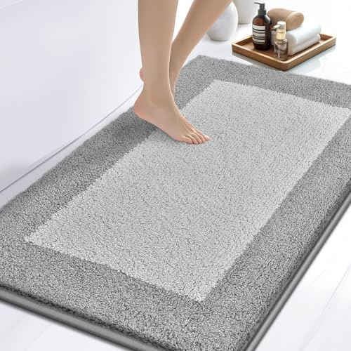 DOMUSTEX Badezimmerteppich 76 X 116 cm, Badematte rutschfest, Badteppich Waschbar, Badvorleger für Dusche, Badewanne und Fußboden