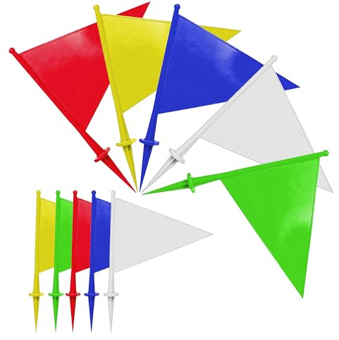 ND Sports Cricket Boundary Flags-Multicolours | Durable Weather-Resistant Marker Flags for Field & Pitch Setup | Easy-to-Install Training & Match Boundary Markers (Pack 10)