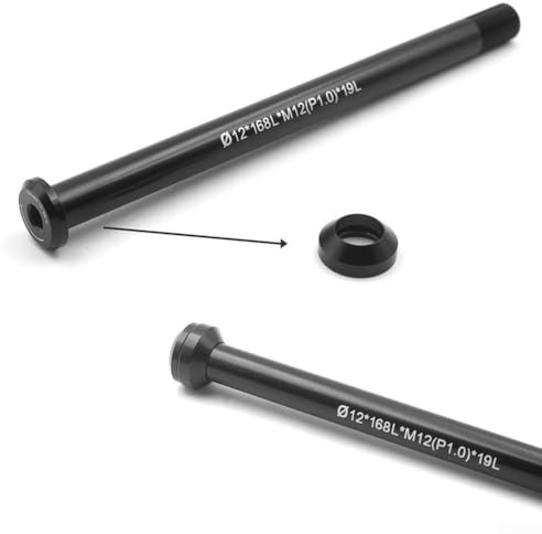 Aluminium 142 x 12 mm P1 0 Steckachse für Fahrräder inkl. flachen und konischen Unterlegscheiben, starke Bauweise