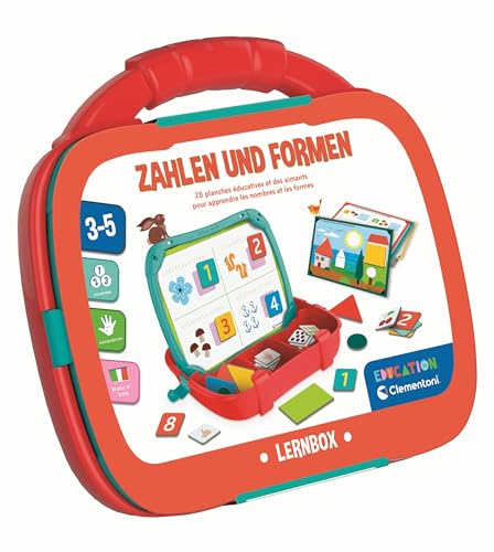 Clementoni Caja de Aprendizaje magnética – Números y Formas – Juego Educativo para niños a Partir de 4 años con imanes, Cuaderno y Pizarra – Descubre lo Que está en casa 59452