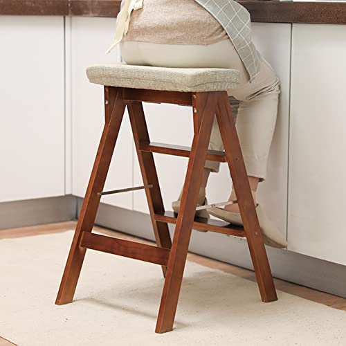 Wooden stool 2 Step Ladders Wood Stepladder Lightweight Stairs Chair Foldable Small Foot Home