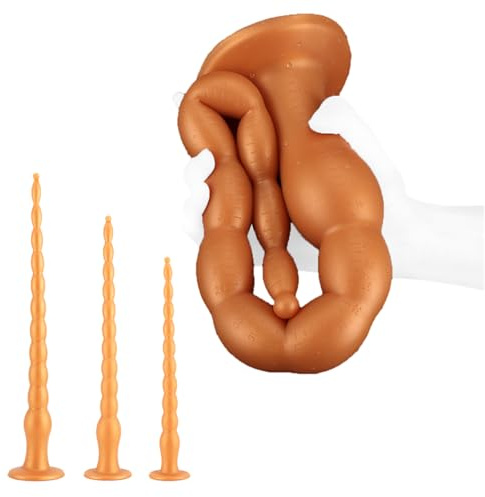 RTNPKLA Plug anale extra lungo in silicone con perline anali, dildo anale con scala graduata S/M/L, dilatatore anale, punto G, masturbazione della prostata for uomini e donne(S)