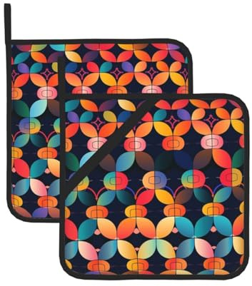 Pot Holder with Pocket Oven Pot Holders Heat Resistant Potholder Abstract Pattern Pot Holders for Kitchen Terry Cloth Coaster Oven Mitts Hot Pads Trivet for Baking Cooking