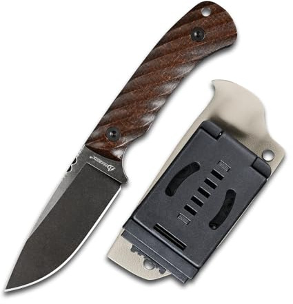 SDOKEDC DC53 Stahl messer Feststehende Klinge Micarta Griff mit Kydex Scheide für Männer Outdoor Camping EDC Survival Jagdmesser (Schwarz + rutschfester Micarta Griff)
