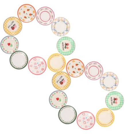 TOYANDONA 18 Piezas Vajilla Miniatura para Casa de Muñecas Platos Decorativos de Resina con Patrones Intrincados para Imaginación y Decoración de DIY Accesorios de Cocina Estilo Mixto