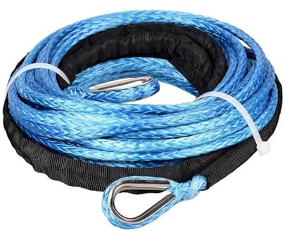 Hochleistungs Abschleppgurt 6mm * 30m Synthetische Windenseilverlängerung Rock Guard for 4X4 Geländewagen(Blue)