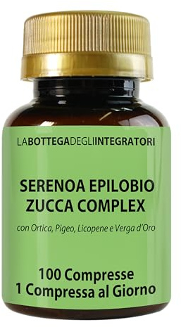 Serenoa Epilobium Citrouille Complex avec Ortie Pygeum Africanum Lycopène et Verge D'or 100 Comprimés, 1 par Jour | Complément pour la Prostate et les Voies Urinaires