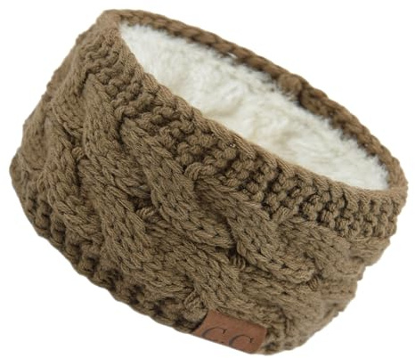 Wokuaile Femmes Chaud Tricot Bandeau Hiver Cache-oreilles Crochet Tête Enveloppe Épais Polaire Doublure Kaki