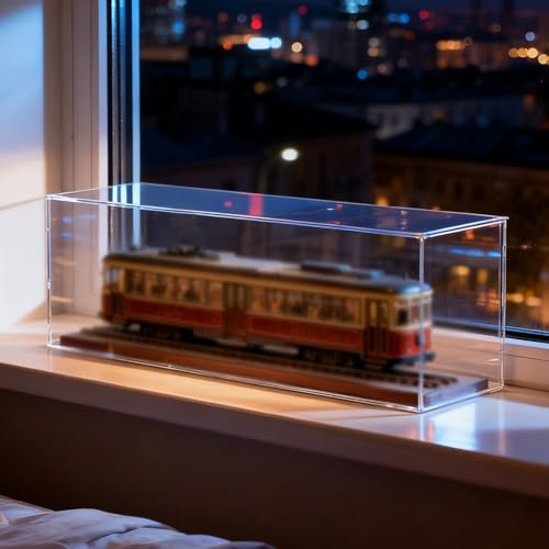Acryl Vitrine Extra Lange Acryl-Vitrine für Modellautos und Eisenbahnen, Individuell Gestaltbare, Staubdichte Klarsichtboxen, Tischvitrine für Sammlerstücke/Actionfiguren(40x20xH25cm/16x8x10in)