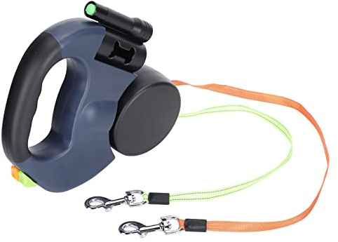 Fockety Duale Haustier-Leine Zum Gehen, Einziehbar, Reflektierend, um 360° Drehbar, für Kleine Hunde, Kabellänge, Braun