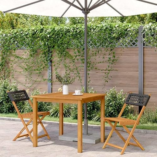 Eleganz Lot de 2 chaises de bistrot, noires, bois massif d'acacia et polyrotin, meubles de jardin, durables, pour terrasse et balcon, finition à l'huile pour résistance aux intempéries