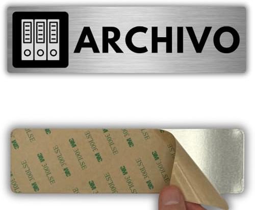LEIASA | Señal Sala de Archivo - 5x18 cm - Aluminio - Custodia Expedientes | Cartel Archivo Documentación, Placa Puerta Archivo, Rótulo Documentos Oficiales, Letrero Legajos, Pegatina Carpetas