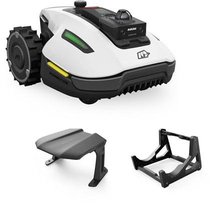 MAMMOTION YUKA mini 2 1000 Tondeuse robot sans câble de délimitation + Garage standard + Support de lavage pour tondeuse, recommandée pour 1000 m², LiDAR à 360° + navigation de caméra avec contrôle IA