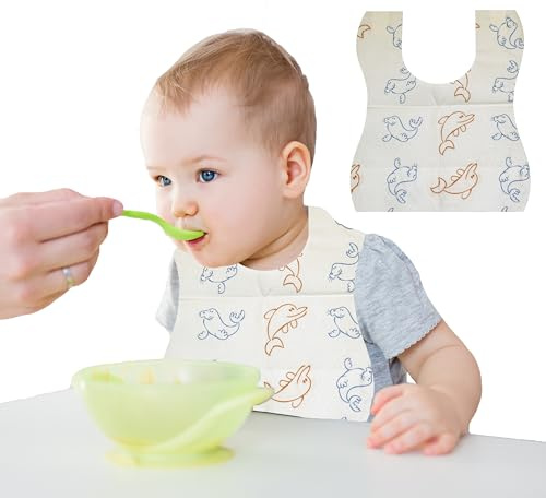 Baby Lätzchen | ideal für unterwegs | wasserdicht | Einmal- Einweg- Lätzchen | 80 Stück | Esslätzchen mit Kindermotiven | 2 x 40er Box Einweglätzchen
