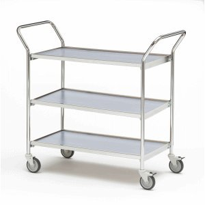 Helge Nyberg Tischwagen 2 Fahrhandgriffe 3 Etagen 80x42cm chrom/grau