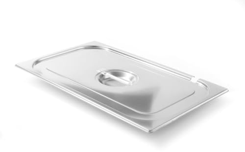 HENDI Gastronorm Deckel, mit Löffelaussparung, GN1/1, 530x325mm, Edelstahl | Geeignet für Gastronormbehälter, Chafing Dishes, Bain-marie, Backöfen, Gefrierschränke, temperaturbeständig von -40 bis 250°C