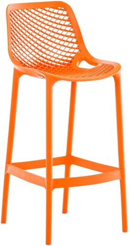 CLP Barstol trädgård väderbeständig luft, trädgårdsstol med ryggstöd, diskstol väderbeständig UV-resistent av lättskött plast, upp till 160 kg, färg: orange