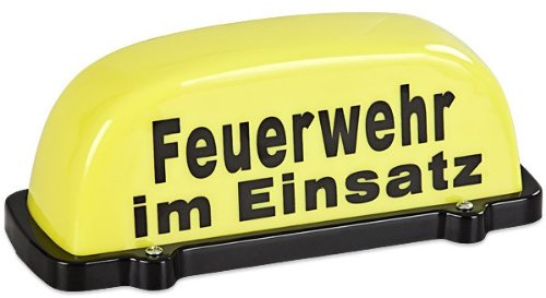 Dachaufsetzer Feuerwehr im Einsatz TÜV geprüft bis 130km/h - Dachschild gelb mit schwarzer Schrift