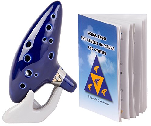 Deekec Zelda Ocarina 12 Loch Alto C mit Songbuch (Songs From the Legend of Zelda) mit Displayständer Schutztasche