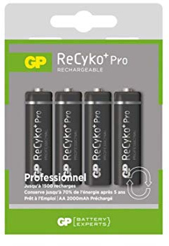 GP BATTERIES Lot de 4 piles AA 2000mAh Recyko+ Pro - 1500 cycles de charge