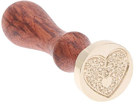 Sealing Stamp Wax Seal Stamp Initial with Wooden Handle for Envelopes Letter Postcard Invitation Card Wine Package (Heart True Love)