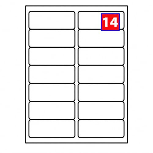 EJRange 14 Labels per A4 Sheet – A4 Printable Address & Shipping Labels, 100 Sheets (1400) – Self Adhesive Sticker Paper, Compatible with J8163 / L7163