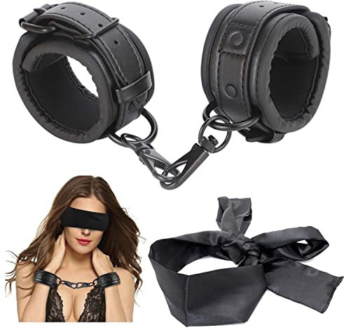 Leweiko SM Handschellen und Augenmaske Augenbinde Fetisch Sex Spielzeug für Paare,BDSM Fetich Bondage Set Für Fesseln Sexspielzeug für Paare Extrem