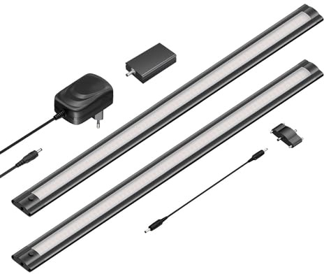 ledscom.de Smarte LED Unterbau-Leuchte SIRIS schwarz matt, WLAN-Controller flach, Smart-Home, Alexa-fähig, je 50cm, je 531lm, warmweiß, 2er Set