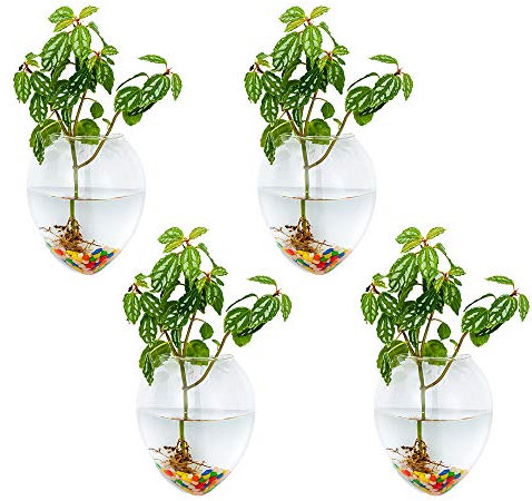 Wandbehang Glas-Pflanzgefäße in Mausform, 4 Stück, Pflanztöpfe, Terrarium, Behälter mit 120 ml bunten Steinen, für drinnen und draußen, für Zuhause, Garten, Büro, Hochzeit