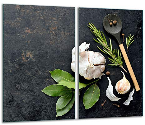 TMK - Placa protectora de vitrocerámica 2 x 30 x 52 cm 2 piezas cocina eléctrica universal para inducción protección contra salpicaduras tabla de cortar de vidrio templado como decoración Especias