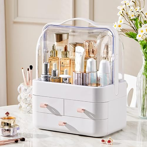 RMAN Make Up Organizer Kosmetik Beauty Organizer mit Deckel Staubdicht Wasser Multifunktionale Aufbewahrung für Schminktisch Schlafzimmer Bad Geschenk