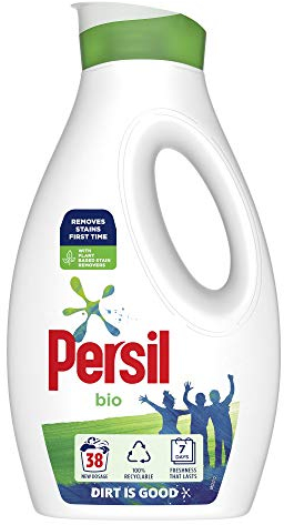 Persil Bio Laundry Washing Liquid Detergent stain removal first time 100% recyclable bottle 38 wash 1.026 l