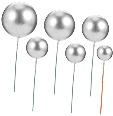 Toyvian Kugeln Kuchen Topper Silber Schaumkugeln 30 Stück Tortendekoration Topper Hochzeit Geburtstagsfeier Weihnachten Kuchendekoration Party Festival Dessert Dekoration