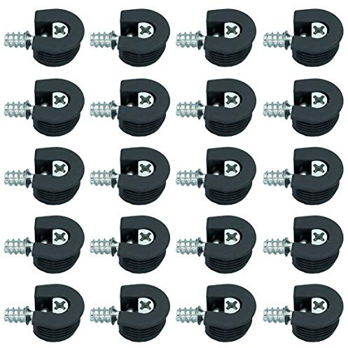 20 Pieces Thread Cam Lock Shelf Support Pin Cam Lock Cabinet Shelf Support Holder Bracket Studs Pins for Furniture Kitchen Cabinet, Black