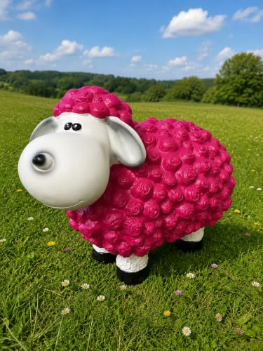 Lustiges Deko Schaf bunt Lamm Rosa Pink L42 cm Tierfigur Gartenfigur Tier