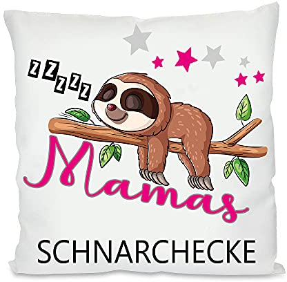 Blickfang Mamas & Papas Schnarchecke Kuschelkissen |Geschenk| Eltern Mama, Papa | Fotokissen | Motivkissen | bedrucktes Kissen | Baumwolle | Kissen | Motivkissen (Mama, mit Kissenfüllung)