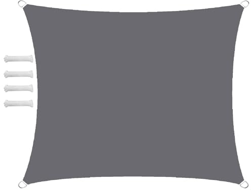 Sonnensegel Wasserdicht Rechteckig 3.5x6m Sonnensegel Balkon Sonnenschutz 95% UV Schutz Windschutz für Balkon Garten,mit Ösen und Befestigungsseile Grau