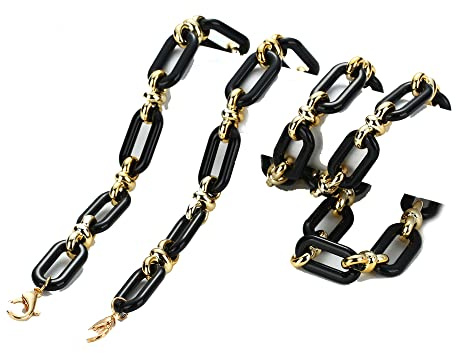 DNLKWGO Retro Acryl Damen Brillenketten Sonnenbrille Strap Halter Kette Maske Lanyard Kette, schwarz, Einheitsgröße