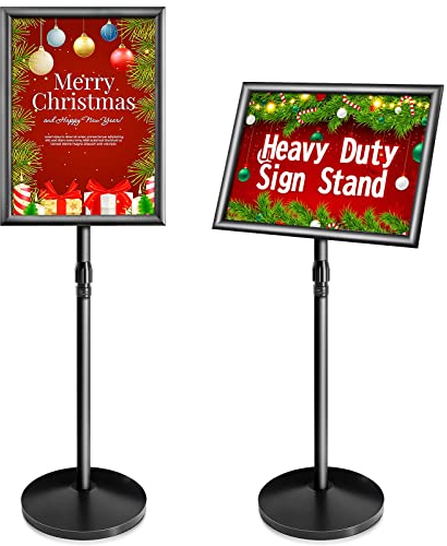 VAIIGO A3 Infoständer Höhenverstellbar Aluminium DIN A4 Plakatständer Informationsständer Präsentationsständer Werbeständer mit Sicherheitsecke (Schwarz, A3)