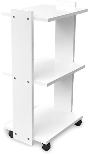 Falegnameria Matonti - Carrello con Ruote Girevoli 80x44x28.5 cm in Legno Bianco con 3 Ripiani Portaoggetti. Ideale per Estetista, Salone di Bellezza, Parrucchieri. Mobiletto Multiuso, Made in Italy
