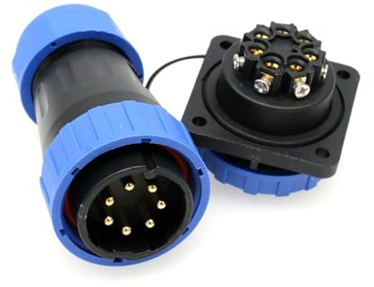 ZBLZGP TY28 Waterproof 7 Pin Connector Solder-Free Screw-Crimp Cable Power Electric Plug Socket Male Female Quick Disconnect Connector for Panel Mount 25A