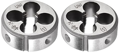 PATIKIL 3/8-24 UNF Rotondo Filettatura Matrici, 2pz Destra Mano Lega Utensile Acciaio