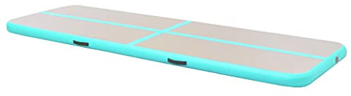Yongdu Aufblasbare Gymnastikmatte mit Pumpe, Turnmatte, Gymnastics Mat, Tumbling Matte, Airmatte, 400×100×10 cm PVC Grün