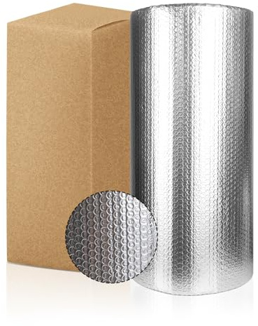 Dripex Aluminisierte Isolierfolie Dämmfolie Doppelte Alu-Luftpolsterfolie Dachisolierung 4-5mm Isolierungsfolie Wärmehaltung (1.0x10m - 10㎡)